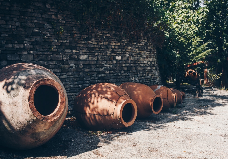 Clay vessels are still used in Georgian winemaking today.