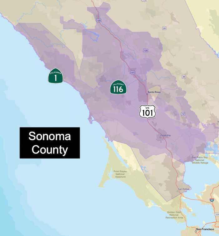 Sonoma Wine tasting Map